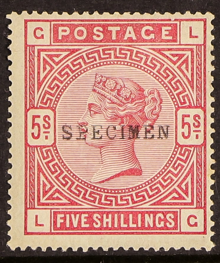 GB.QUEEN VICTORIA 1884 5s rose SG180, overprinted "SPECIMEN" (type 9), large part gum, tiny hinge