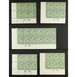 GB.GEORGE V 1912-24 Control blocks of six (one larger) with ½d (18) and 1d (3), mint. (21 items)