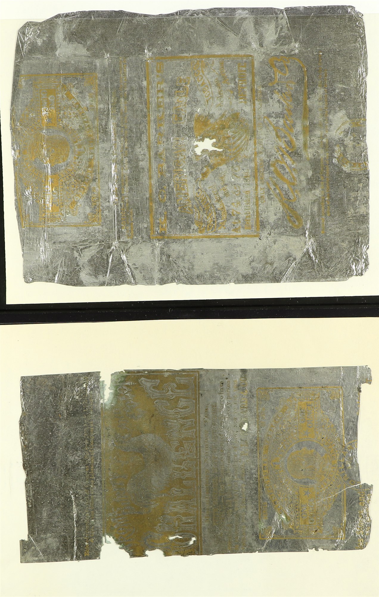 UNITED STATES REVENUE STAMPS - TAX PAID TOBACCO ISSUES ON TIN FOIL Late 19th century fragile - Image 2 of 3