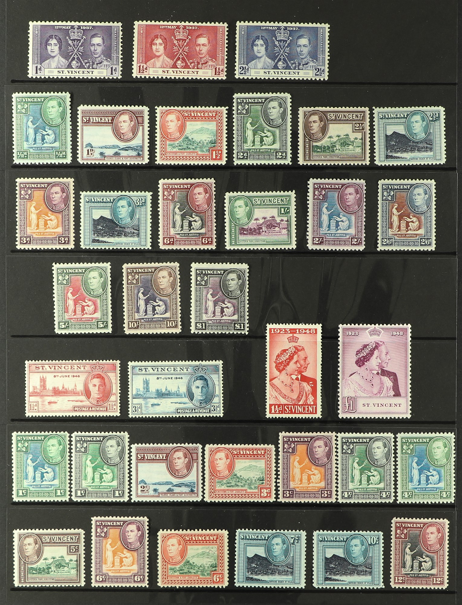 ST VINCENT 1937-1951 complete fine mint collection, SG 146-187. S.T.C. £140. (51 stamps)