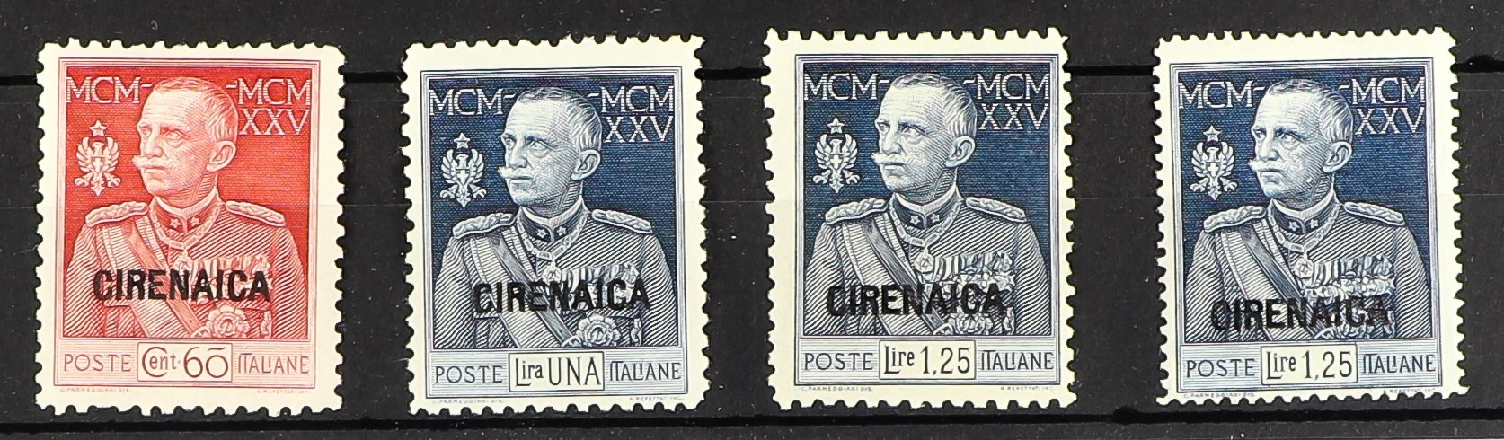 ITALIAN COLONIES CIRENAICA 1925-26 Jubilee set complete including scarce L1,25 Blue perf 13¼, Sass