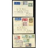 GAMBIA 1935-38 FIRST FLIGHT COVERS with 1935 bearing Silver Jubilee values and showing Gambia -