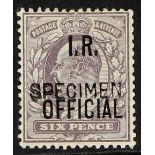 GB.EDWARD VII OFFICIALS - I.R. INLAND REVENUE 1902-04 6d pale dull purple, overprinted "SPECIMEN",