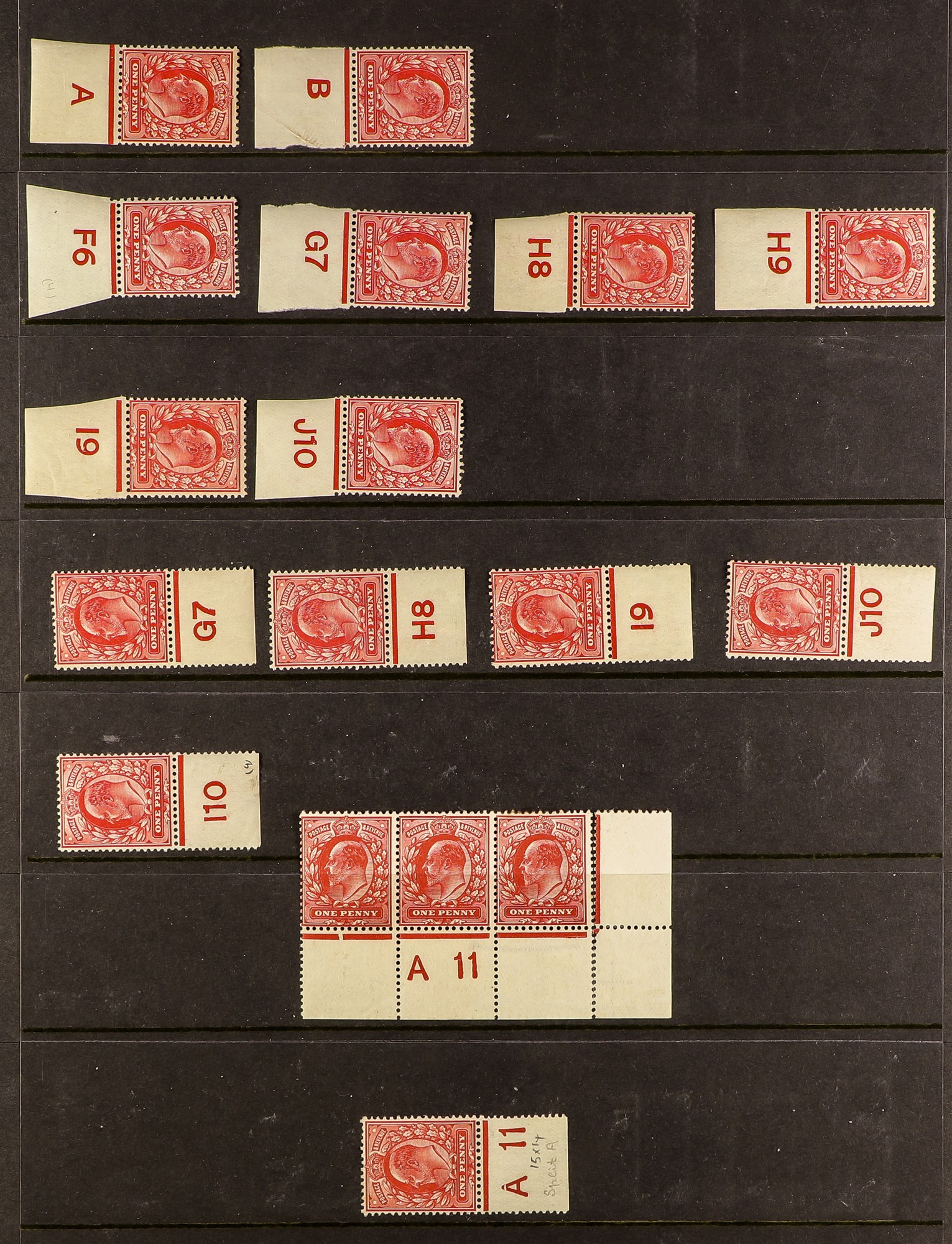 GB.EDWARD VII 1902-11 CONTROLS ½d and 1d collection, in mint or nhm singles, pairs and strips, (57