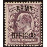 GB.EDWARD VII OFFICIALS - ARMY 1902-03 6d pale dull purple, SG O50, fine mint. Cat. £175.