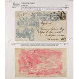 CANADA 1890-1900 Patriotic covers and cards, written up on pages, with Britannia, Maple Leaf