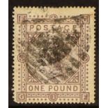 GB.QUEEN VICTORIA 1867-83 £1 brown-lilac, SG 129, good used with pulled corner perf lower left,