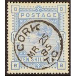 GB.QUEEN VICTORIA 1883-84 10s ultramarine on blued paper, SG 177, fine with neat Cork 1885 cds,