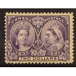 CANADA 1897 $2 deep violet Jubilee, SG 137, never hinged mint. Cat £1000 as hinged.