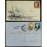 GB.QUEEN VICTORIA 1853 "Ocean Penny Postage" Bradshaw and Blacklock printed envelope Bakewell to