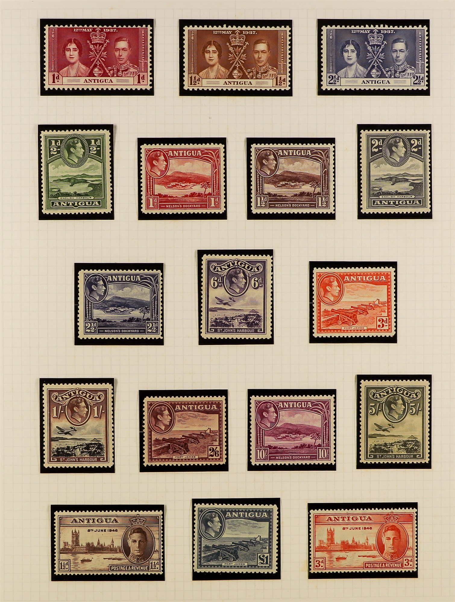 COLLECTIONS & ACCUMULATIONS COMMONWEALTH KING GEORGE VI MINT COLLECTION in an album, Antigua through