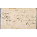 CANADA TRANSATLANTIC MAIL 1857 envelope from Richibucto, New Brunswick to Liverpool, and showing