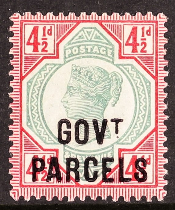 GB.QUEEN VICTORIA OFFICIALS - GOVT. PARCELS 1891-1900 4½d green and carmine, SG O71, mint with small