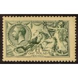 GB.GEORGE V 1913 £1 green Seahorse, SG 403, never hinged mint. Cat. £2800 as hinged.