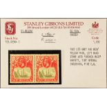 ST HELENA 1922-37 2s.6d grey and red on yellow, horizontal pair, one showing broken mainmast, SG