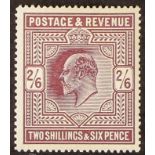 GB.EDWARD VII 1911-13 2s.6d dark purple, SG 317, never hinged mint. Cat £325 as hinged.