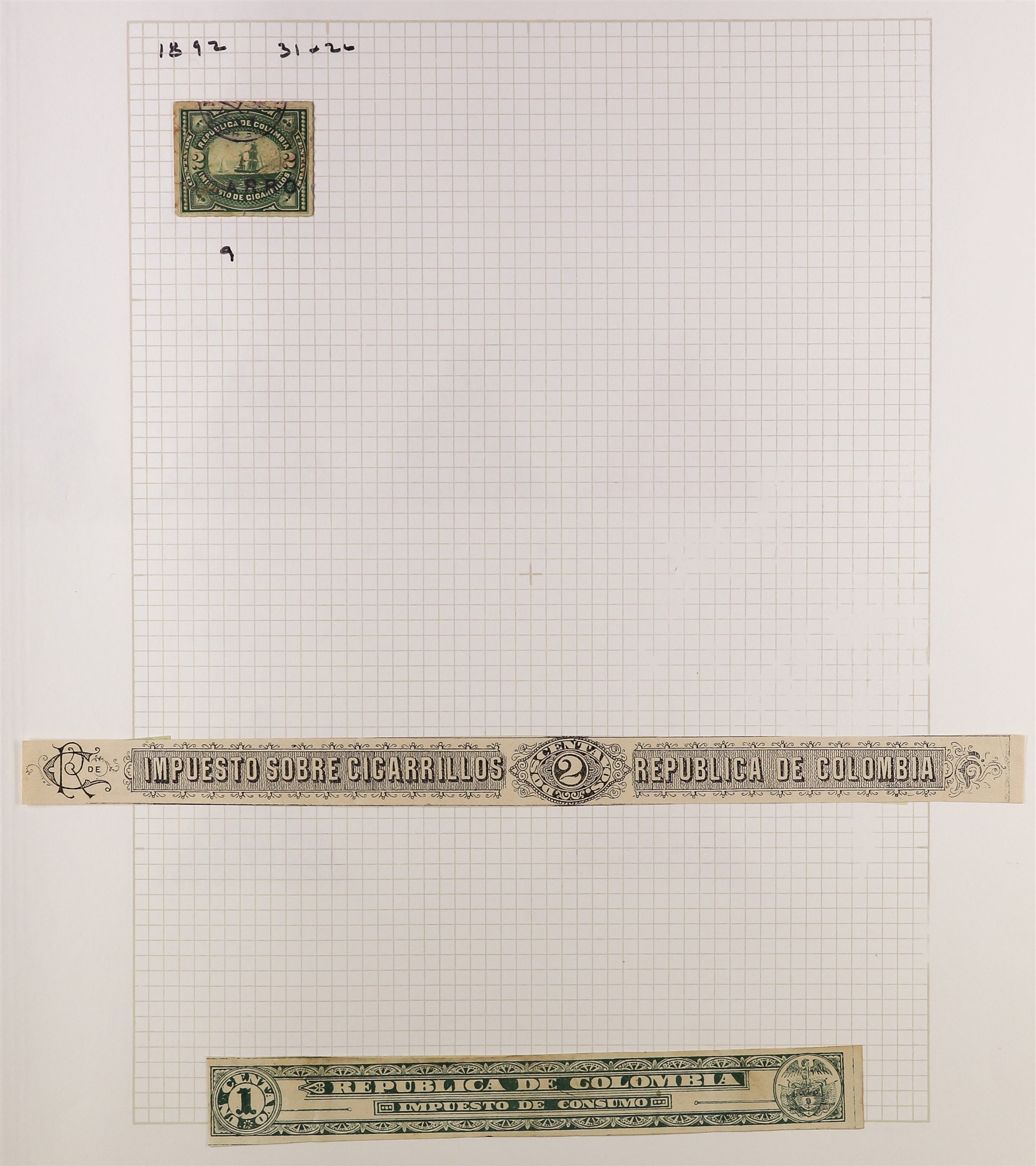 COLOMBIA REVENUE STAMPS COLLECTION largely 19th century issues on pages and in packets, incl. Timbre - Image 7 of 10