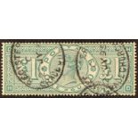 GB.QUEEN VICTORIA 1891 £1 green, SG 212, sound with neat Registered date stamps. Cat £800.