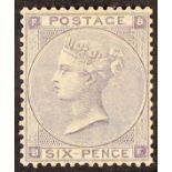 GB.QUEEN VICTORIA 1862-64 6d lilac, Hair lines, SG 85, an attractive well centred mint example,