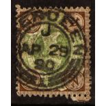 GB.QUEEN VICTORIA 1887-92 4d green and purple-brown Jubilee, watermark inverted, SG 205Wi, neat