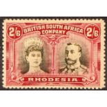 RHODESIA 1910-13 2s.6d sepia and deep crimson Double Head, SG 156, fine never hinged mint. Cat £