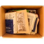 POSTCARDS a box with quantity incl. UK, French, modern , Art incl. duplication, some stamps in