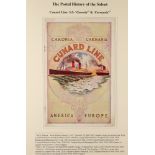 SHIPPING EPHEMERA with coloured advert for Cunard Line Caronia & Carmania, Castle Line advert to