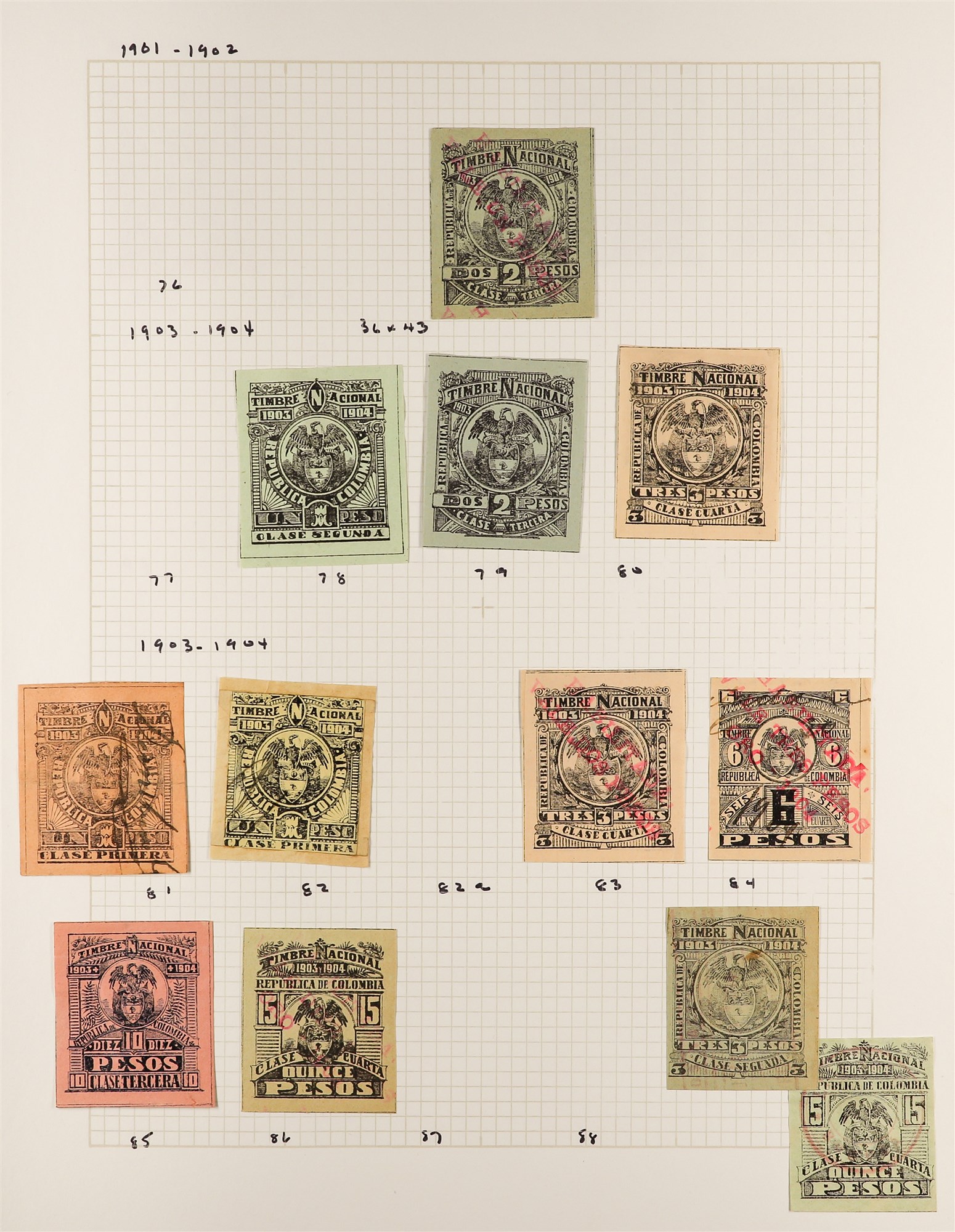 COLOMBIA REVENUE STAMPS COLLECTION largely 19th century issues on pages and in packets, incl. Timbre - Image 4 of 10