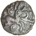 Braybrooke’s Hare. Catuvellauni. c.55-45 BC. Celtic silver half unit. 10mm. 0.50g.