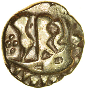 Duro Boat Gold. Durotriges. c.50-30 BC. Celtic gold quarter stater. 10mm. 1.38g.