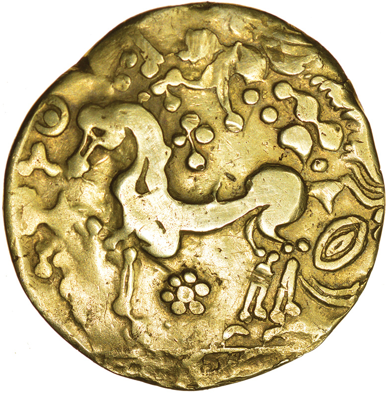 Gallo Belgic Broad Flan. Bellovaci. c.150-125 BC. Celtic gold stater. 26mm. 7.07g. - Image 2 of 2