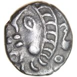 Commios Ladder Head. Wheel Type. Regini & Atrebates. c.50-25 BC. Celtic silver unit. 10mm. 1.11g.