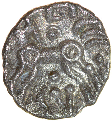 Eisu Oxo. Dobunni. c.AD20-43? Celtic silver unit. 13mm. 0.83g. - Image 2 of 2