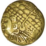 Gallo Belgic Broad Flan. Bellovaci. c.150-125 BC. Celtic gold stater. 26mm. 7.07g.