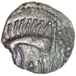 Cani Duro. Talbot dies A/2. Iceni. c.AD 15-20. Celtic silver unit. 11-13mm. 0.95g.