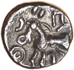 Commios Ladder Head. Lazy E Type. Regini & Atrebates. c.50-25 BC. Celtic silver unit. 10mm. 1.14g. - Image 2 of 2