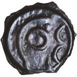 Rounded Bull. Hairy Head. Holman Type F1/3-2a. Cantiaci. Celtic potin. 17mm. 1.82g.