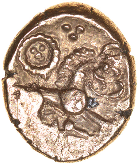 Freckenham Crescents. Ring & Star, No Kerb Type. Iceni. c.30-10 BC. Celtic stater. 15-17mm. 5.11g. - Image 2 of 2