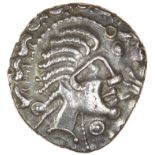 Crested Head. Berkshire. c.55-40 BC. Celtic silver unit. 12mm. 1.09g.