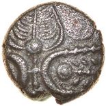 Leaves. Belgae. c.55-45 BC.Celtic silver half unit. 8mm. 0.46g.