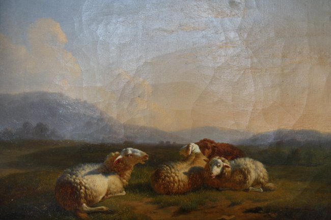 Painting "Sheep in the evening light" - Image 4 of 6