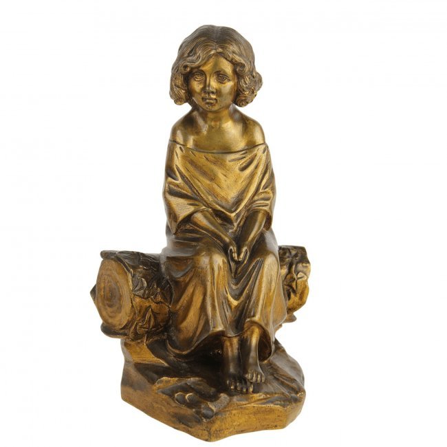 Antique M. Pascal bronze sculpture “Girl”