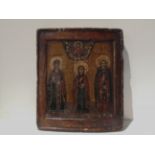 Antique Russian Icon of Three Saints