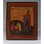 Very Rare Antique 19th C Russian wooden Icon