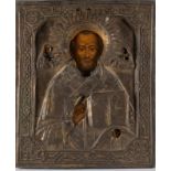 Antique 19th C Russian Icon of Saint Nikolas wonderwork