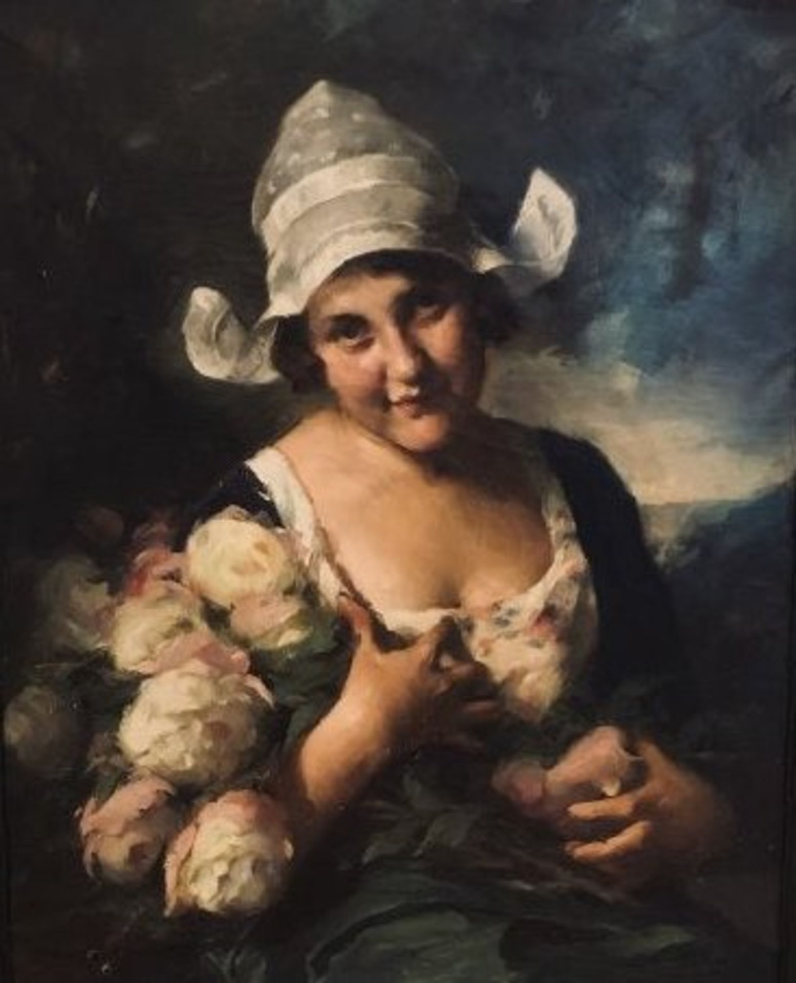 Mozart ROTTMANN 1874-1958 Girl with a bouquet of roses