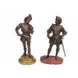 Antique bronze sculptures of two Knights