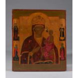Antique 19th C Russian wooden Icon Mother of God