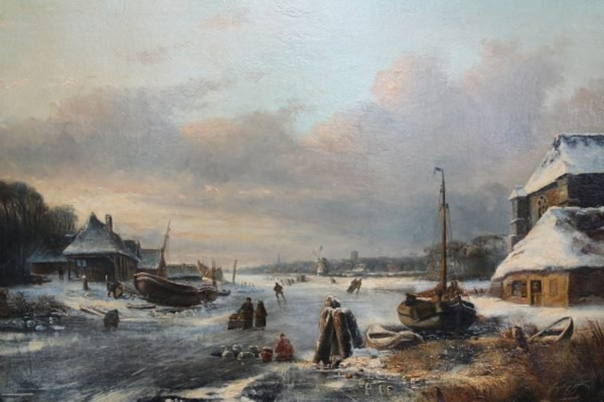 Antique painting "Winter" - Image 3 of 7