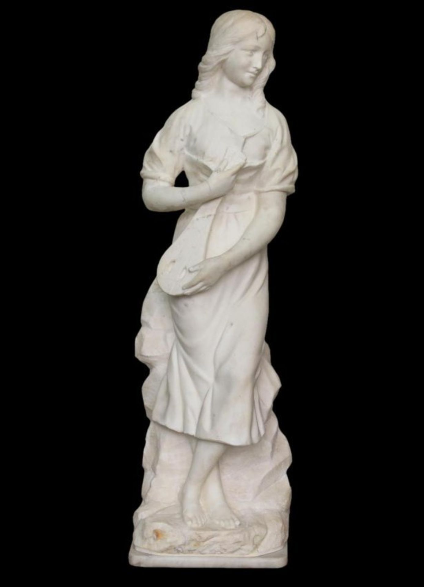 E. Giros antique marble sculpture - Image 3 of 3